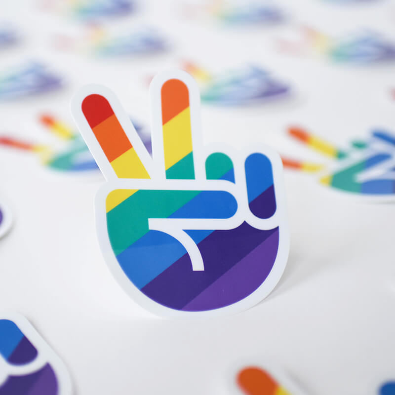 A sticker showing a peace sign